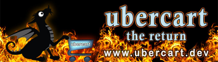 ubercart logo...  shopping cart with Dragon Drop sitting in the cart.